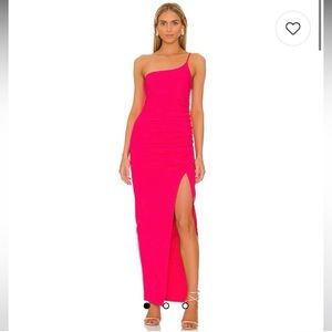 Lovers + Friends NWT Hot Pink One Shoulder Formal Dress